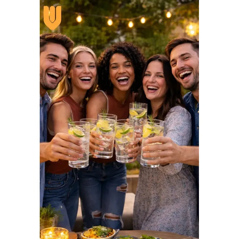 Set 6 Vasos Vidrio Alto 200ml Mesa Hogar Celebracion Bebidas Transparente