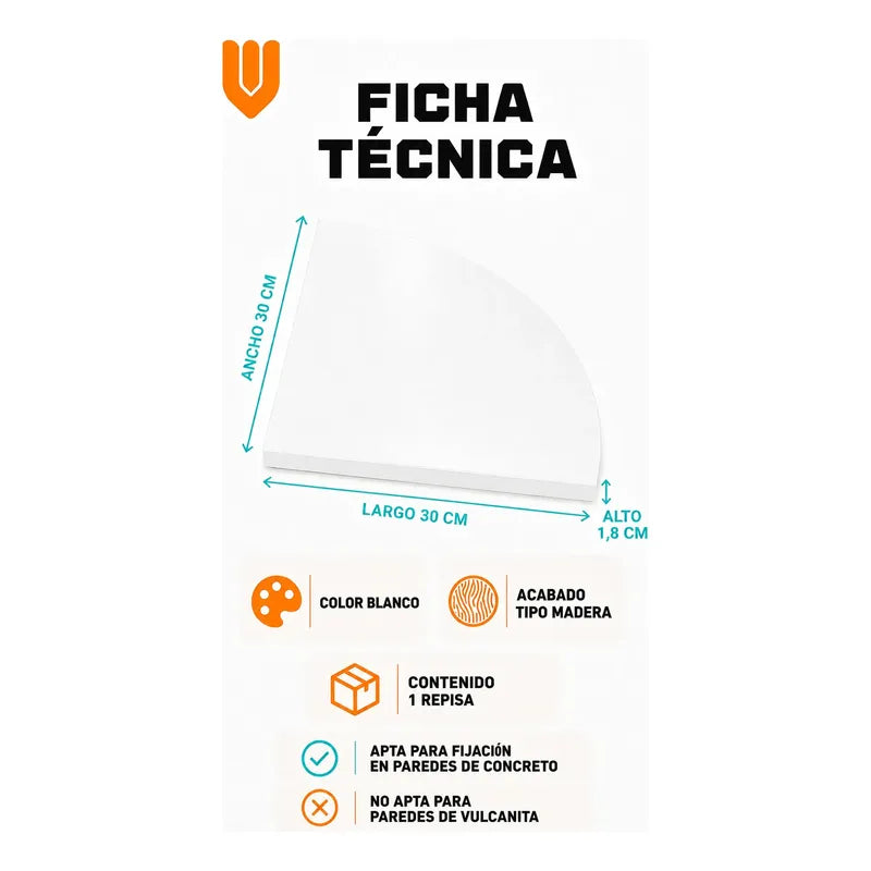 Repisas Flotante Blanco Acabado Madera Pared 30cm Esquinera Repisa Esquinera Flotante Acabado Madera Cuarto Círculo Borde Curvo Fijación Oculta Mural Decorativa 30cm