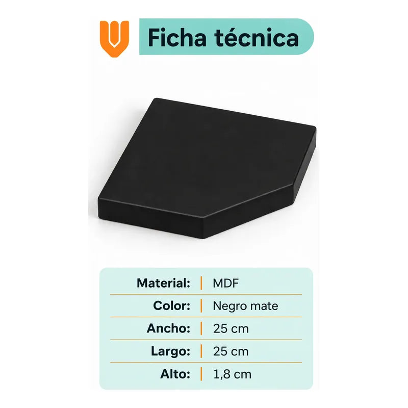 Repisa Esquinera Flotante Mdf Negro 25x25 Cm Vitrineon Cl Negro Repisa Esquinera Flotante Estante Mdf Marrón Decoración Rincón Pared Hogar Plantas Adornos Fotografías Living 25x25