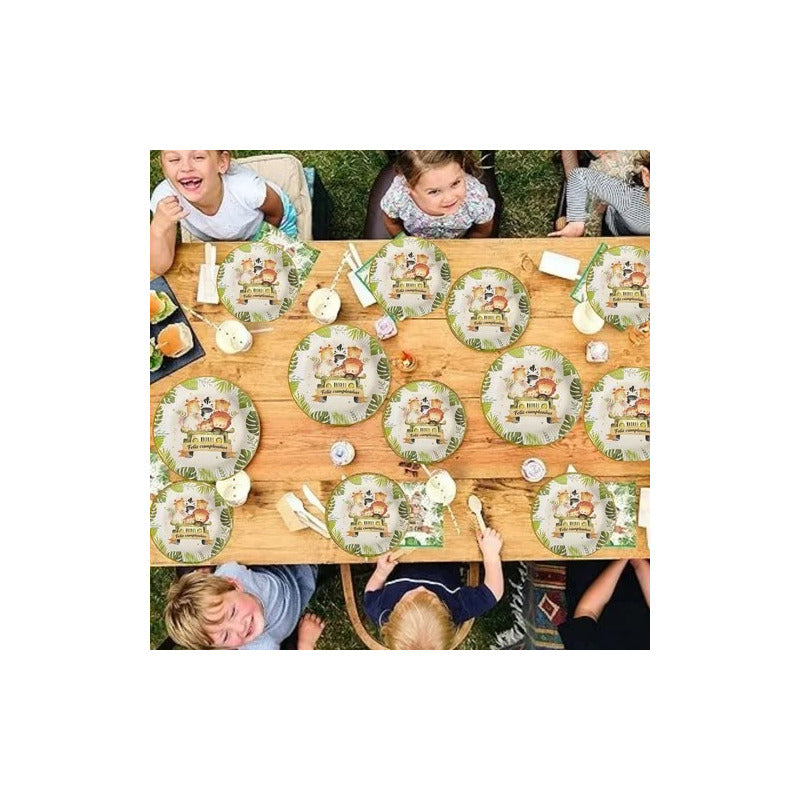 30 Plato De Carton Safari Decoracion Cumpleaños Safari 23 Cm