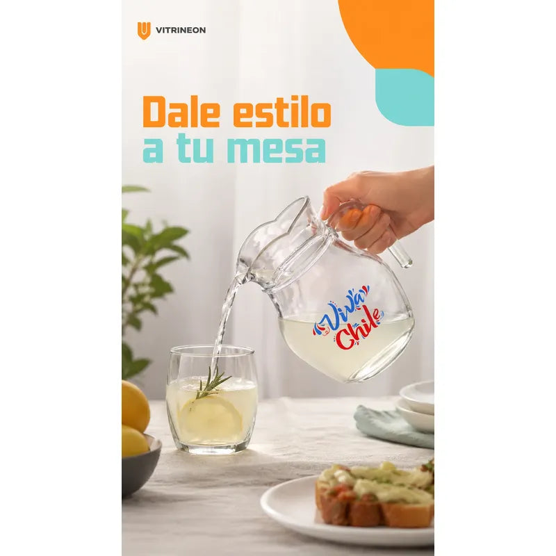 Jarra Vidrio Jugo Agua 400ml Viva Chile Asa Transparente Jarra Vidrio 400ml Viva Chile Asa Pico Vertedor Transparente Bebidas Frías Agua Jugo Té Cocina Mesa Hogar Vitrineon Cl 400ml