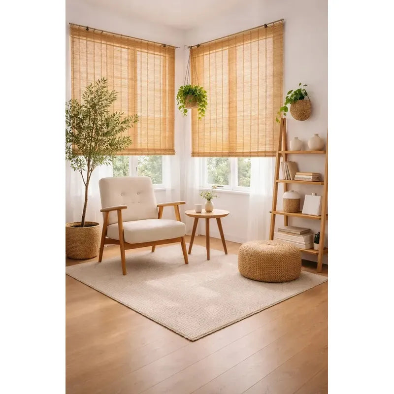 2 Persiana Bambu Enrollable Roller Ventana Living 120x180cm Marrón Bambu Natural Decorativo Roller Enrollable Madera Rayas Control Luz Estilo Nordico Ventanas Hogar Oficina