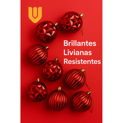 Set 8 Esferas Diámetro 12 5 Cm Plástico Extra Brillo Navidad