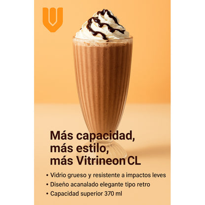 Vasos Vidrio Grueso Acanalado 370 Ml Alta Durabilidad Set 6