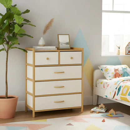 Organizador Comoda Bambu Cajonera 4 Niveles Organización Hog Bambu/cajones Blancos