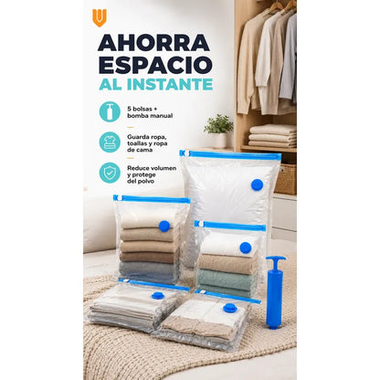5 Bolsas Organizadoras Viaje Al Vacio Hogar Bomba Manual