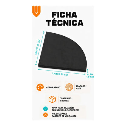 Repisas Flotante Negro Acabado Madera Pared 25cm Esquinera Repisa Esquinera Flotante Acabado Madera Cuarto Círculo Borde Curvo Fijación Oculta Mural Decorativa 25cm
