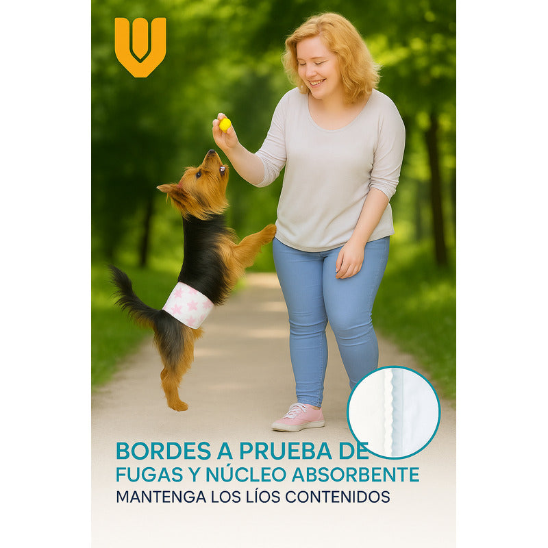 10 Pañales Gatos Pañales Perro Hembra Macho Poliester Xs Blanco Xs