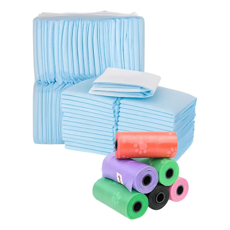 30 Baño De Perro Sabanilla Perro 45x60 + 10 Bolsas De Caca Azul