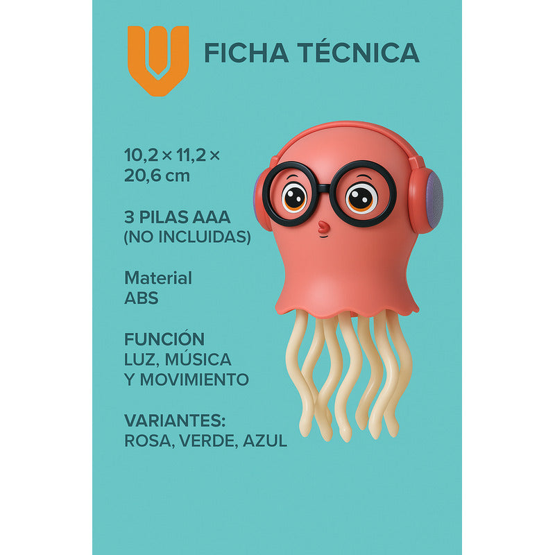Pulpo Bailarin Musical Niños Medusa Luces Pulpo Infantil Beb