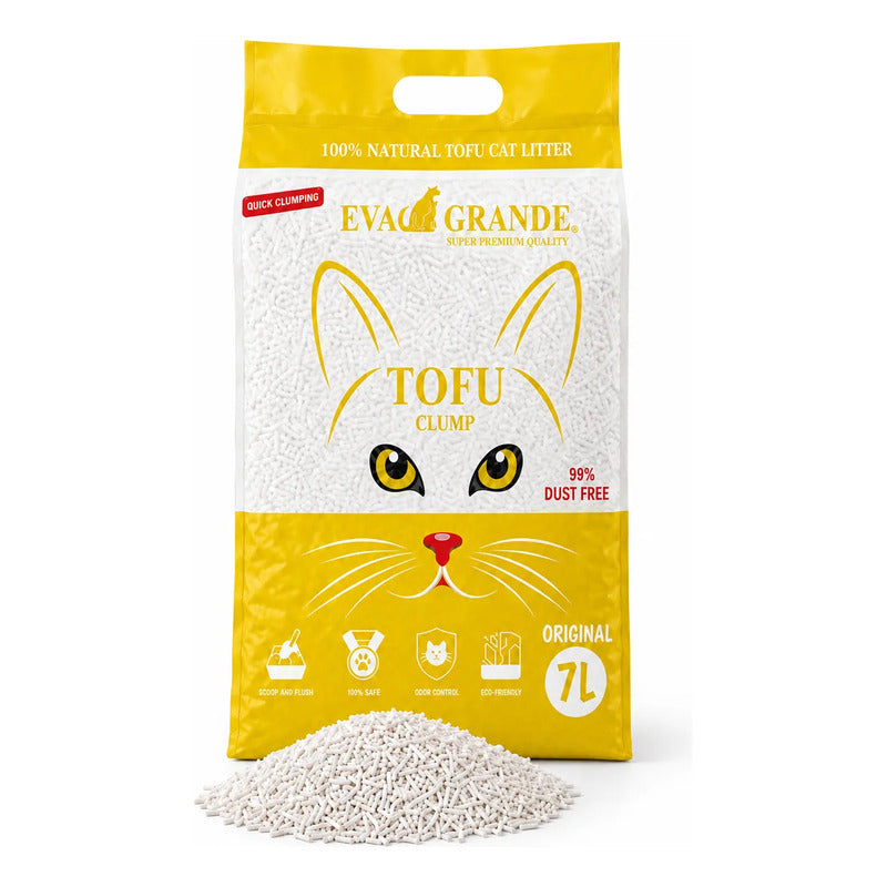 Arena Gatos Aglutinante Sanitaria Tofu Leche 2.6kg Clean Arena Sanitaria Tofu Leche 7 Litros Aglomerante Biodegradable Absorcion Control Olores 99 Porciento Libre Polvo Gatos - 2.6kg