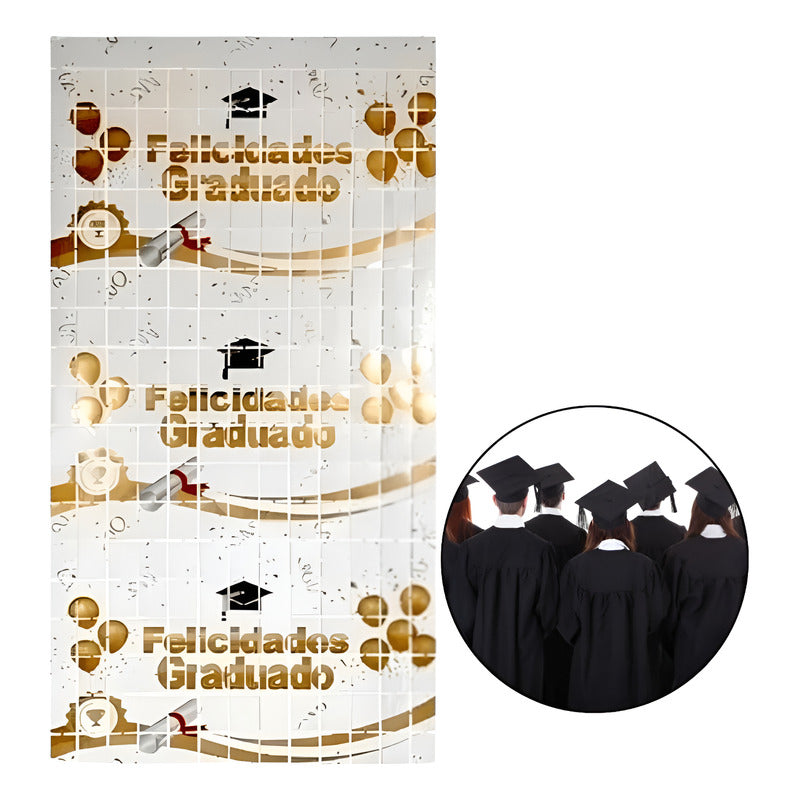 Cortina Metalizada Guirnalda Decoración Graduacion Decoracio