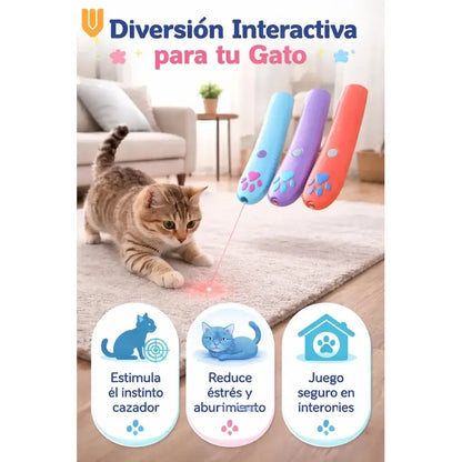 Juguete Interactivo Láser Felino Raton Proyector Diversion Juguete Caza Felina Proyector Ratón Luz Multicolor Estimulacion Instinto Agilidad Diversion Interior Laser