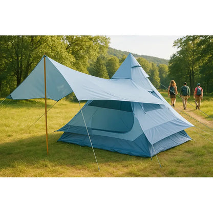 Carpa Camping 4 Personas Estructural Alta Resistencia Celeste