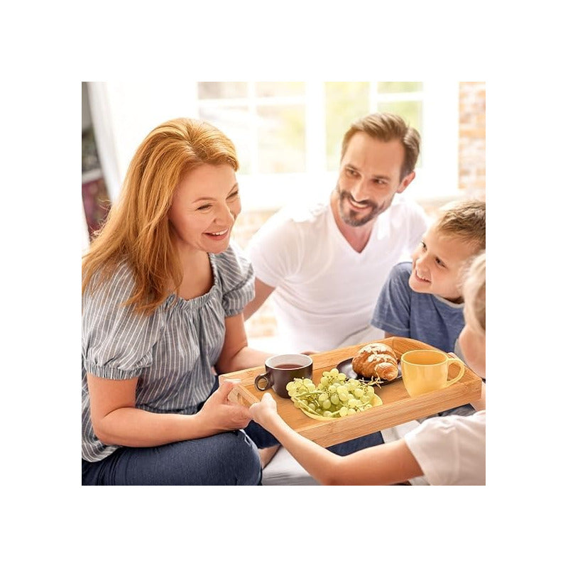 Bandejas De Bambu Bandeja Madera Para Desayuno Bambu 40x28cm