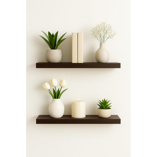 4 Repisa Flotante Dormitorio Baño Estantes Pared Mdf 40x15cm Marrón