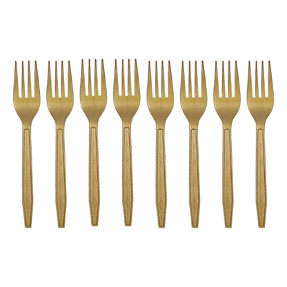 X24 Tenedor Plástico Desechable Fiesta Cubiertos Desechables Dorado Oscuro