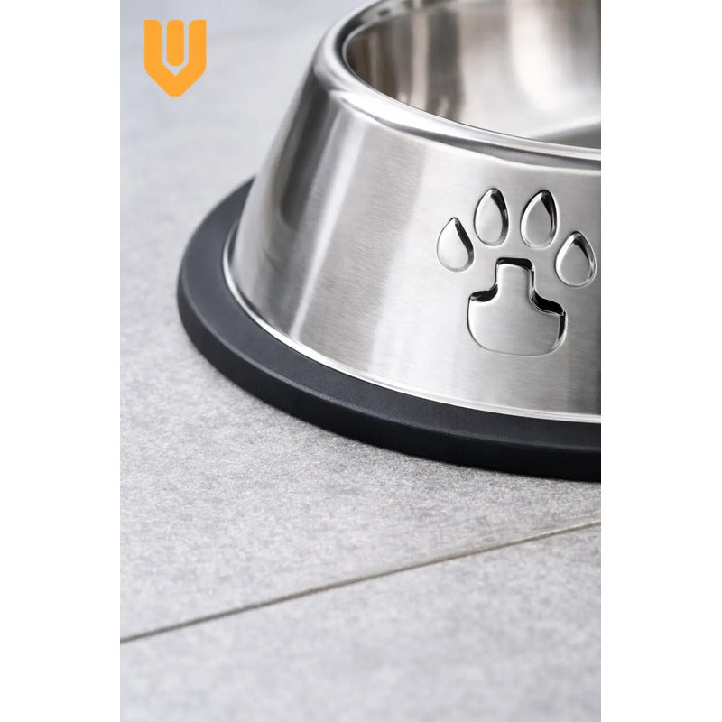 Comedero Metalico Gato Platos Perro Mascota Acero Inox 16 Cm Plateado