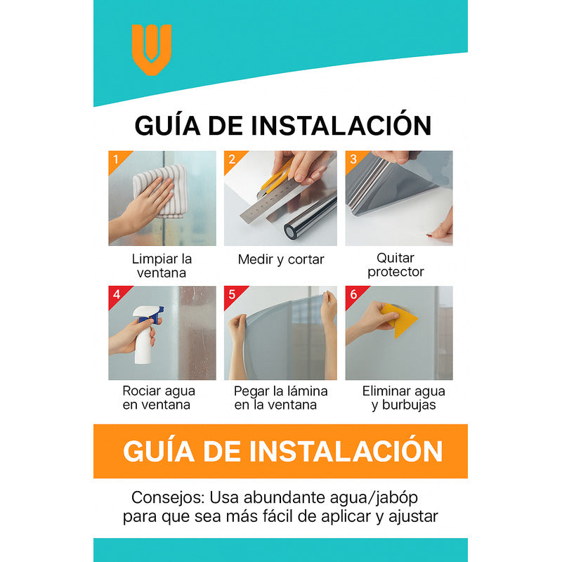 Vinil Espejo Privacidad Film Solar Ventanas Calor Rayos Uv Coral