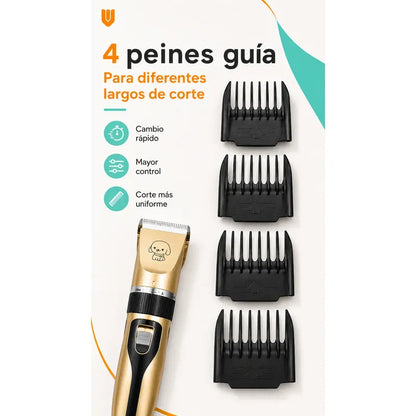 Maquina Cortar Pelo Perros Gatos Mascotas Peluqueria Kit Dorado Pequeño
