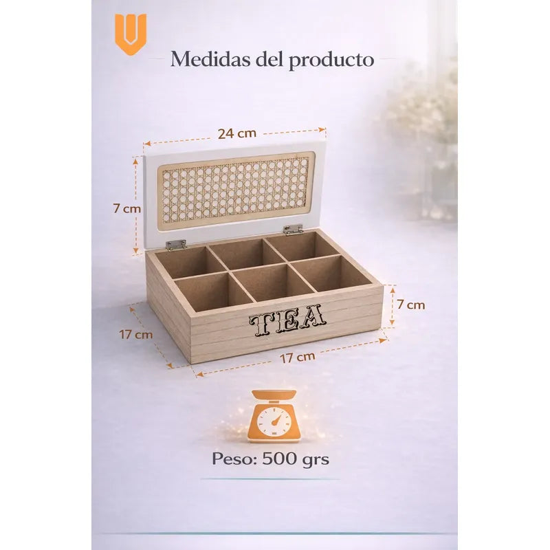 Organizador Infusiones Madera Bambu Estilo Nordico Hogar Top Tono Madera Oscura Natural Acabado Elegante Estilo Nordico Moderno Decorativo Vetas Visibles Premium Cocina Hogar Estetica Calida