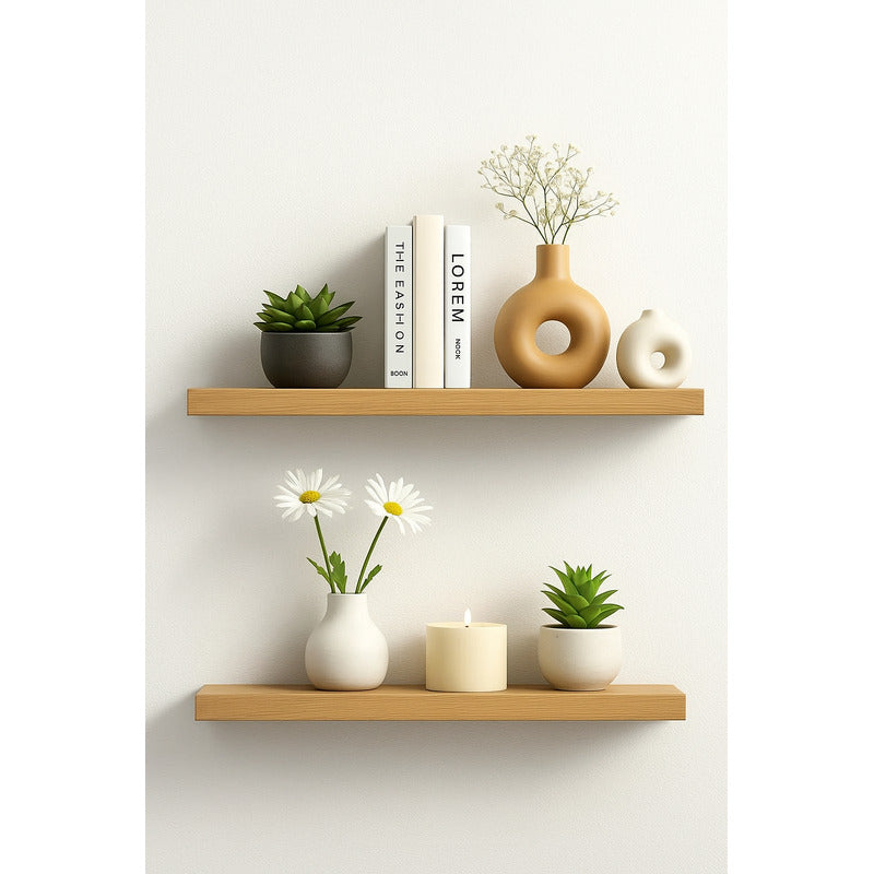 2 Repisa Flotante Dormitorio Baño Estantes Pared Mdf 40x15cm