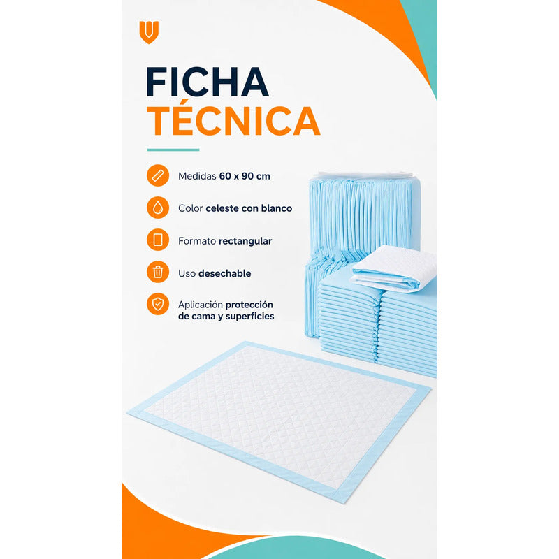 60 Sabanilla Adulto Protector Cama Pañales Protector 60x90 Sabanilla 60x90 Azul - 60x90 Cm