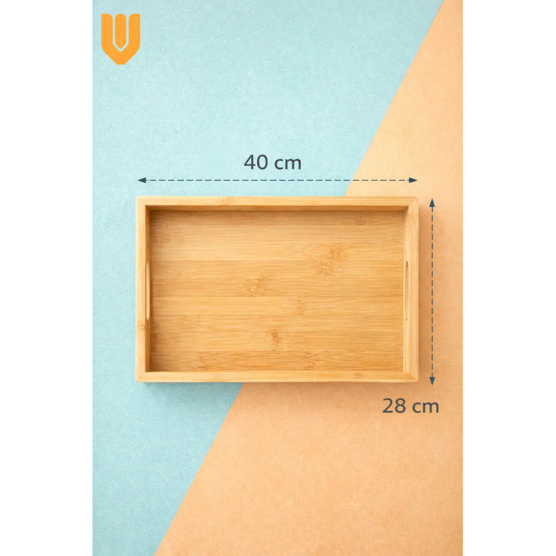 Bandeja Desayuno Bambu Hogar Elegante Servir Facil 40x28cm Bambú