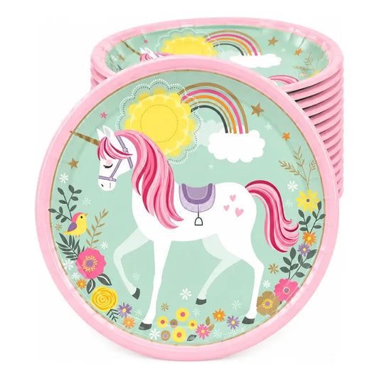 10 Platos Cumpleaños Platos Desechable Cumpleaños Unicornio Multicolor X10 Platos Unicornio