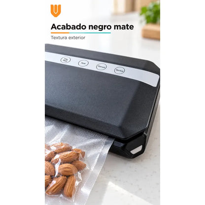 Selladora Vacio 38cm Negra Alimentos Máquina 10 Bolsas Negro Selladora Vacío Alimentos Sellado Empacadora Envasadora Bolsas Texturizadas Cocina Porciones Organización