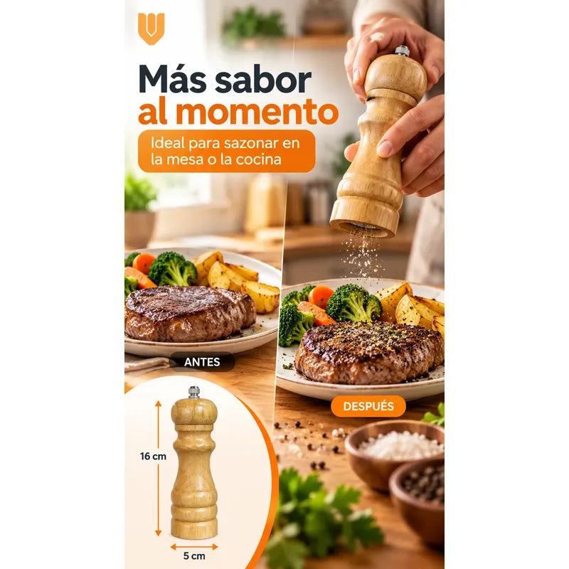 Molinillo Sal Especieros Condimentos Dispensador Pimentero 2 Marron Claro Natural Tono Bambu Beige Madera Clara Veta Visible Acabado Natural Cocina Mesa Hogar Vitrineon Cl Diario