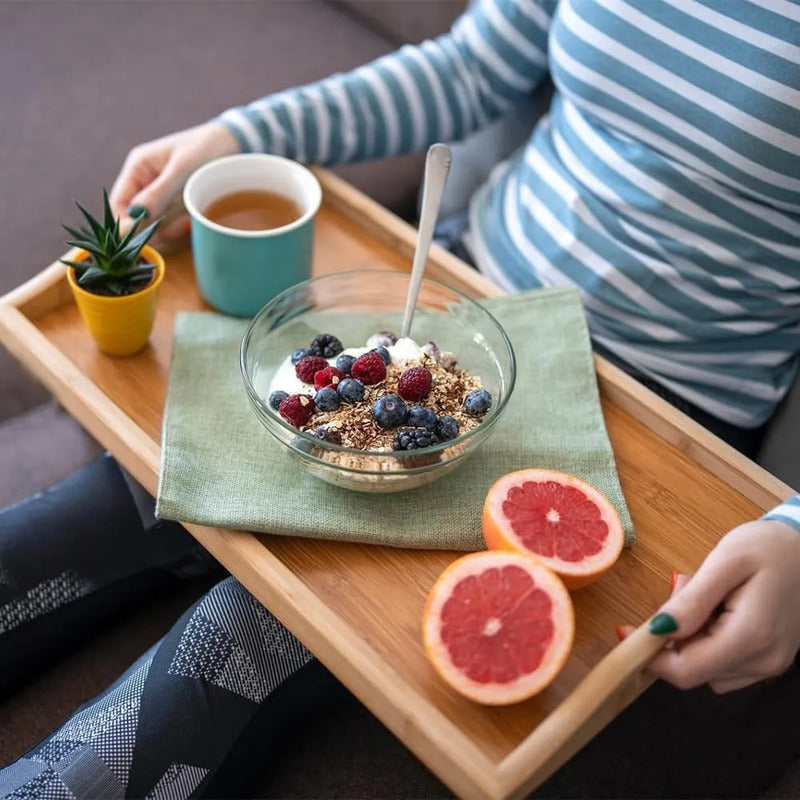 Set 2 Bandejas De Bambu Para Desayuno Bambu Bandeja 40x28cm