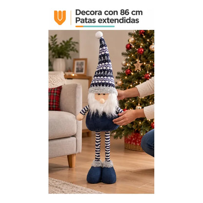 Muñeco Pascuero Navideño 86cm Retraible Decorativo Figura Blanco Muñeco Adorno Navideño Muñeco Papá Noel Viejito Pascuero Santa Claus Gorro Barba Blanca Figura Verdes Cascabel 86cm Retraible Pascuero