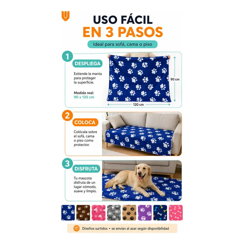 Frazada Manta Polar Mascotas Perros 90x120 Cm Lavable Hogar Multicolor Hembra Polar Tonos Surtidos Animalitos Huellas Mascota Perros Manta Frazada Suave Lavable Sofa Cama Auto Viaje