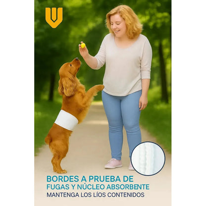24 Pañales Desechables Perro Gato Incontinencia Ajustable S Blanco Macho S 42x17 Cm
