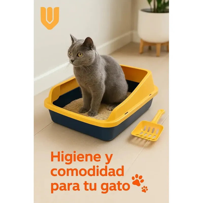 Caja Arena Felino Higienica Plastico Resistente Facil Limpia Gris Oscuro Neutro Elegante Acabado Sobrio Combinable Decoracion Interior Hogar Mascotas Estilo Moderno Visual Limpio Sofisticado