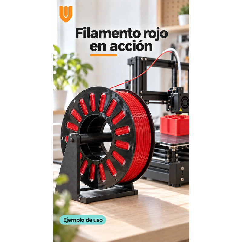 Filamento Impresora 3d Rojo 1,75mm ±0,02mm Rollo Carrete Rojo Filamento Impresión Tridimensional Bobina Rollo Carrete Negro Modelado Digital Prototipos Figuras Diseños Maquetas 1,75 Mm