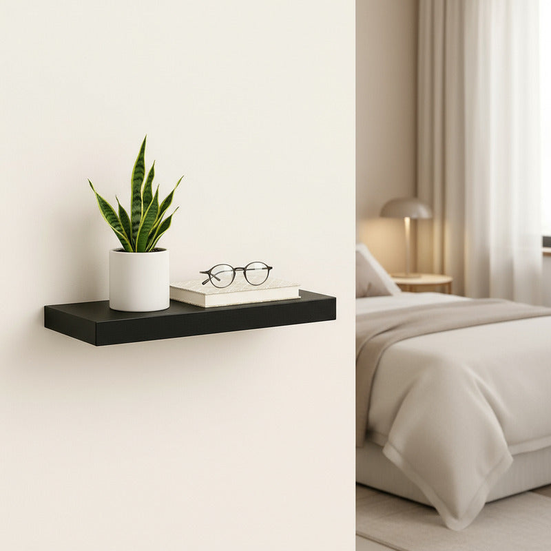 Repisa Flotante Dormitorio Baño Estantes Pared Mdf 40x15 Cm Negro