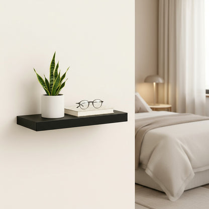 Repisa Flotante Dormitorio Baño Estantes Pared Mdf 40x15 Cm Negro