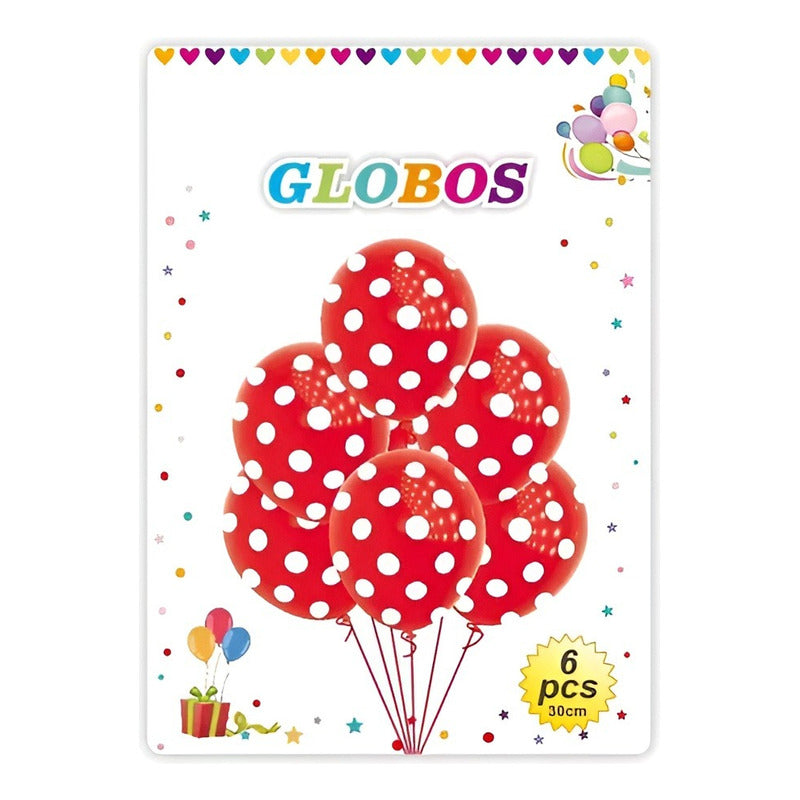 Pack X6 Globos Lunares Cumpleaños Globo Unicolor Decoracion