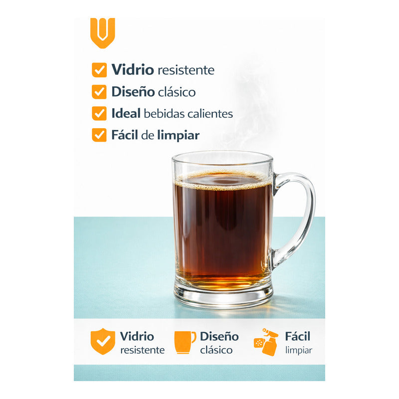 2 Vasos Cerveza Vidrio Asa Tipo Mug 670ml Vitrineon Vidrio Transparente