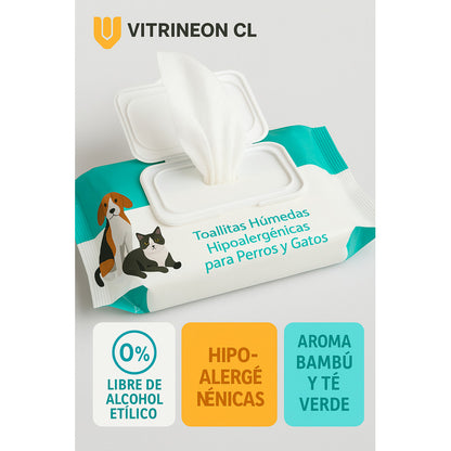 Toallas Humedas Bambu Limpieza Mascota Perro Gato 50und