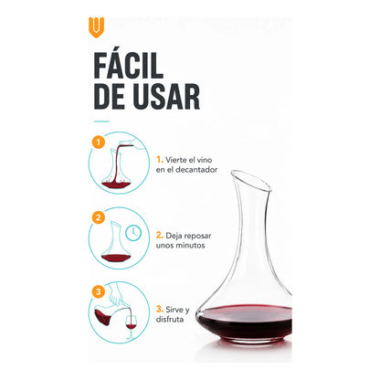 X2 Aireador Para Vinos Decantador De Vino Aireador 1500ml Transparente - Pequeño