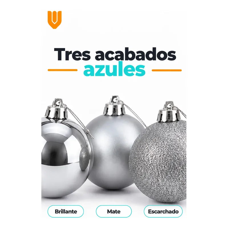 20 Esferas Navidad Adorno Bolas Decorativas 7cm Plateado Esferas Navideñas Doradas Pack 20 Plateado Esferas Navideñas Bolas... 7cm