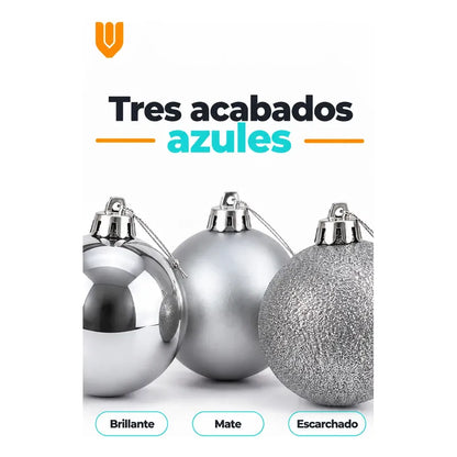 20 Esferas Navidad Adorno Bolas Decorativas 7cm Plateado Esferas Navideñas Doradas Pack 20 Plateado Esferas Navideñas Bolas... 7cm