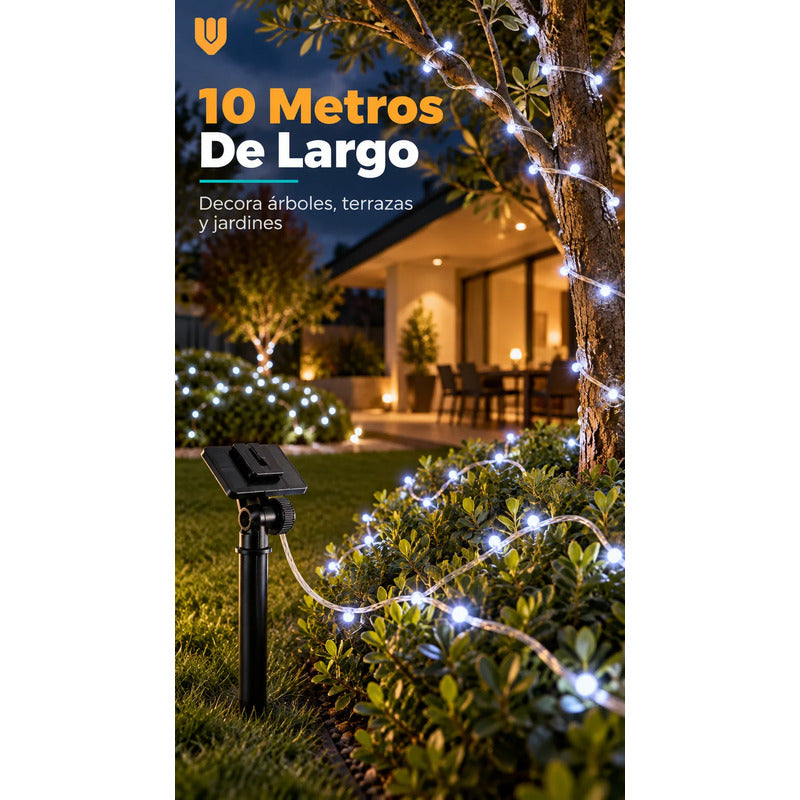 Luces Solares Navideñas Decoración Hogar Luz Led Blanca 10m Blanco Frío Iluminación Blanca Brillante Tonalidad Fría Efecto... Blanco Frío Iluminación Blanca Brillante Tonalidad Fría Efecto...