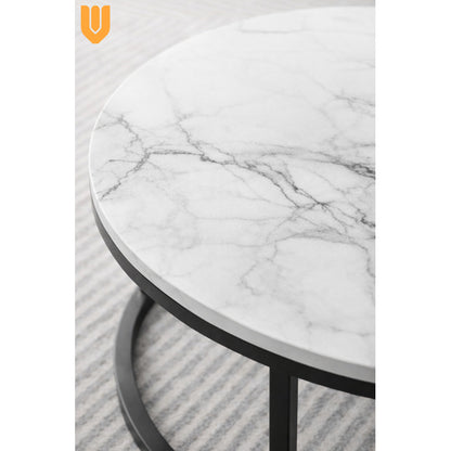 Mesa Centro Redonda Anidada Set 2 Mesas Auxiliares Madera