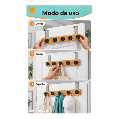 Perchero Ropa Madera 40cm Negro 5 Ganchos Vitrineon Cl Negro Perchero Puerta Bambú Blanco Cinco Ganchos Colgador Ropa Toallas Bolsos Organizador Horizontal Dormitorio Entrada Hogar 40cm