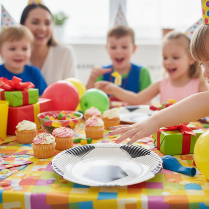 X40 Platos Cumpleaños Futbol Platos Desechable Decoracion Blanco