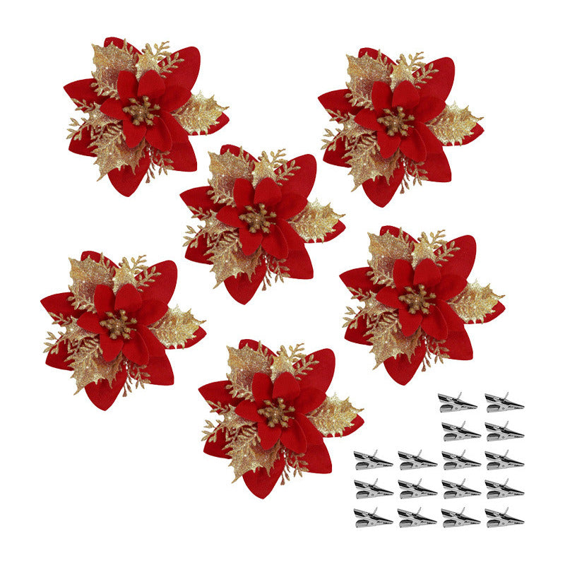 6 Flores Navideñas Adornos Arbol Navidad Flores Decoración